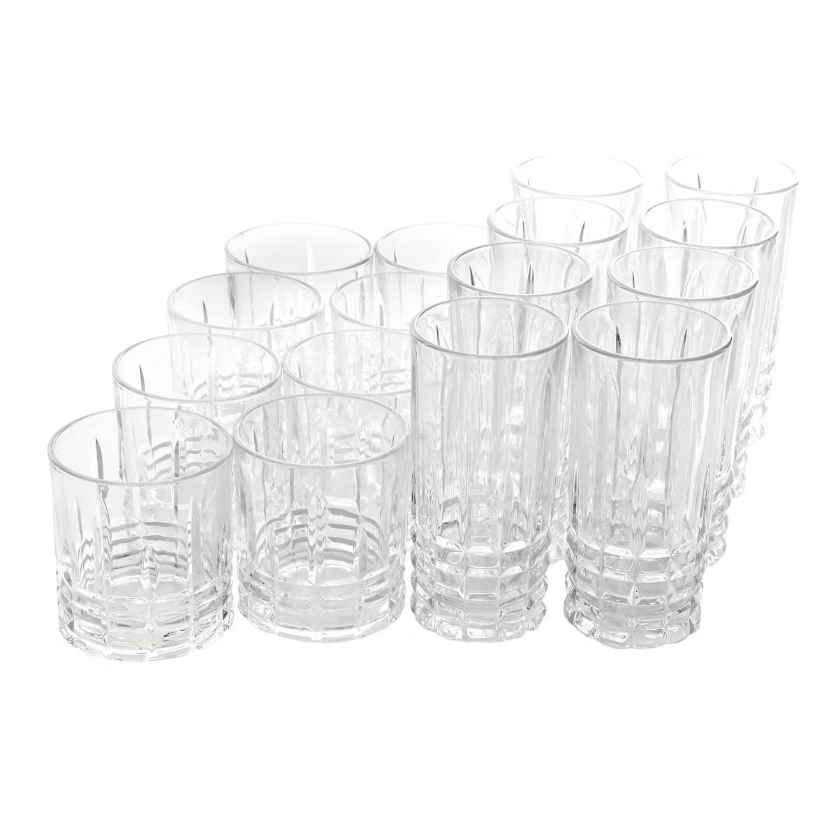 Gibson Home Jewelite 16 Piece Tumbler & Double Old Fashioned Glass Set