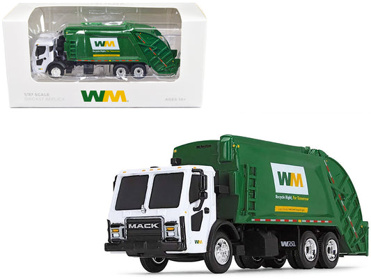 Mack LR Refuse Rear Load Garbage Truck Waste Management White Green 1/87 HO Die