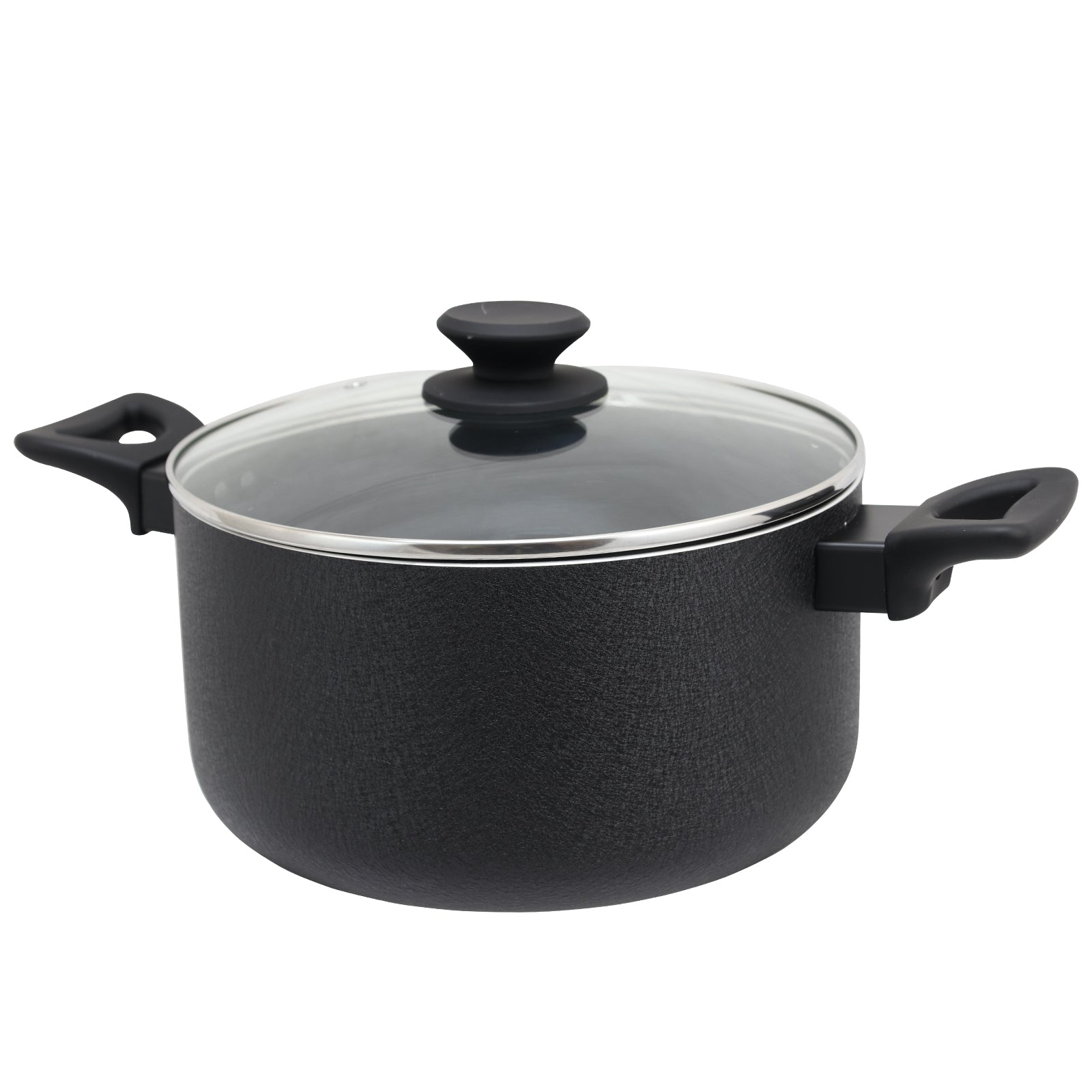 Oster Ashford 6 Qt Aluminum Dutch Oven w Tempered Glass Lid in Black