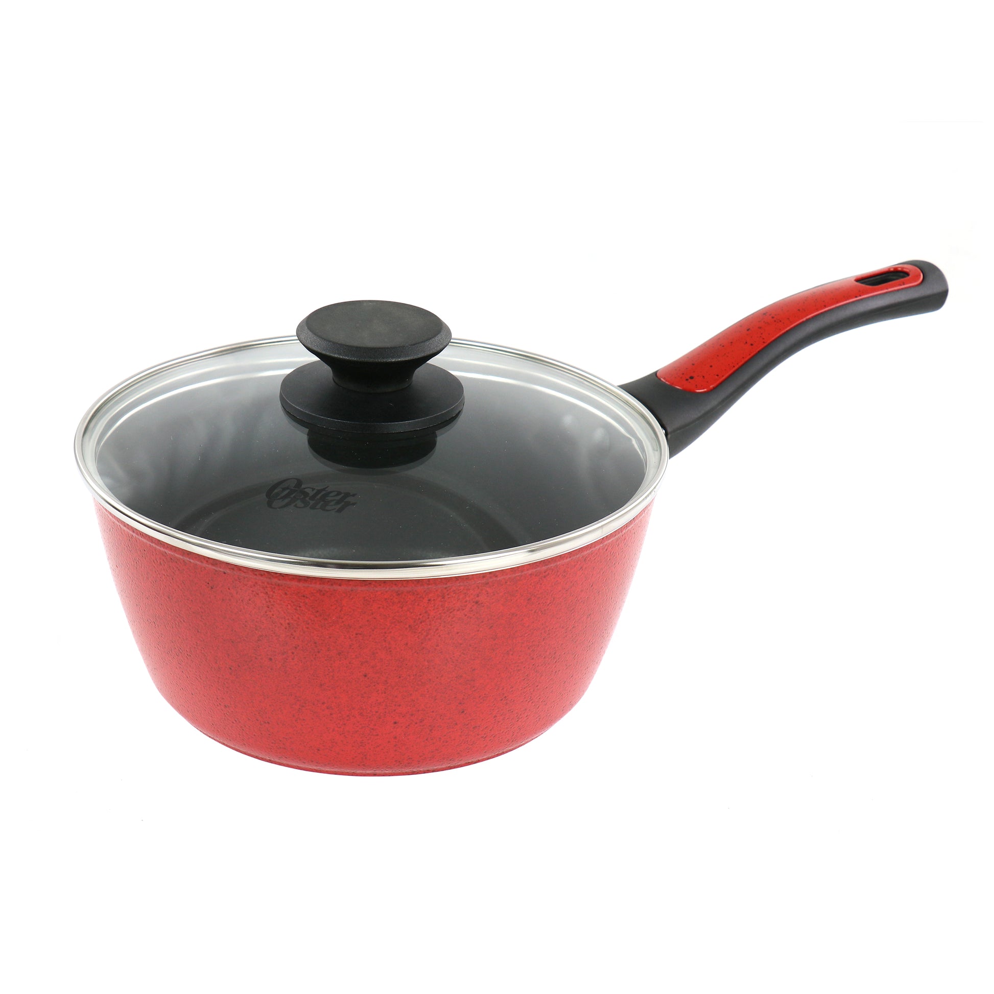 Oster Claybon 2.2 Quart Nonstick Saucepan w Lid in Speckled Red