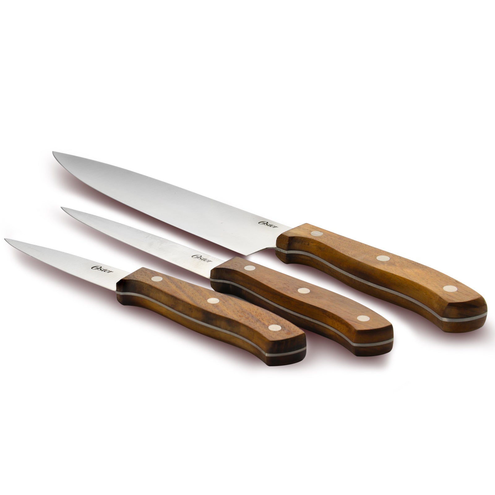 Oster Whitmore 3 Piece Cutlery Knife Set w Walnut Handles