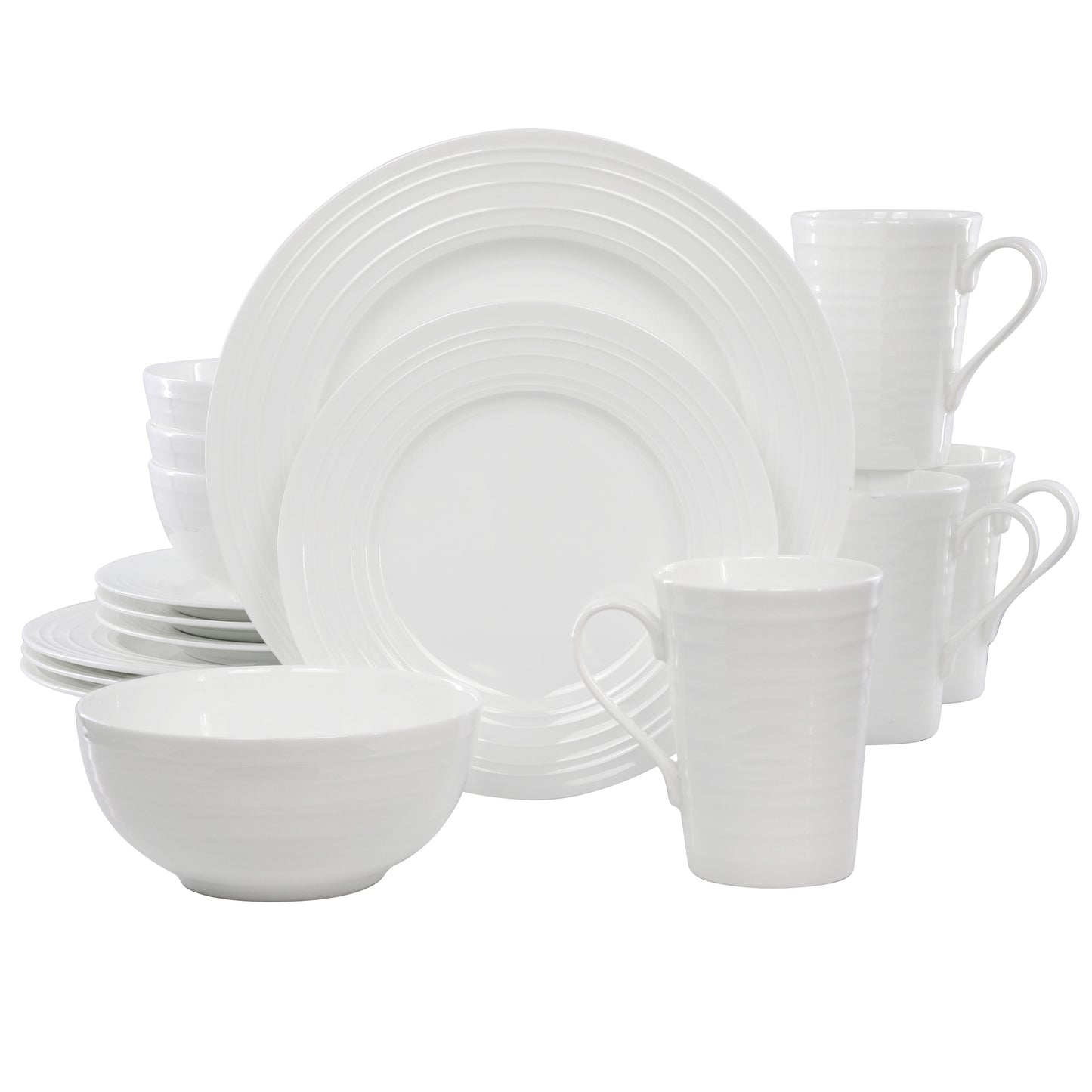 Gibson Elite Pascale 16 Piece Embossed Bone China Dinnerware Set White