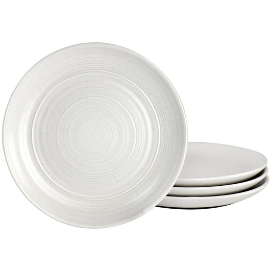 Bee & Willow Home 7" 4 Piece Round Stoneware Appetizer Plate Set Matte White