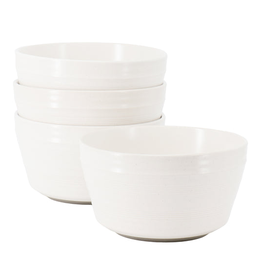 Bee & Willow Milbrook 4 Piece 6" Stoneware Bowl Set in White Speckle