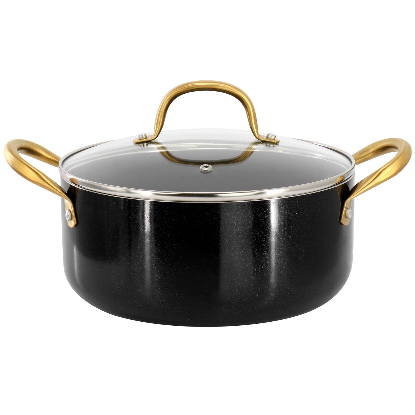 Gibson Home Ellsworth 5 Qt Nonstick Aluminum Dutch Oven w Lid in Black & Gold