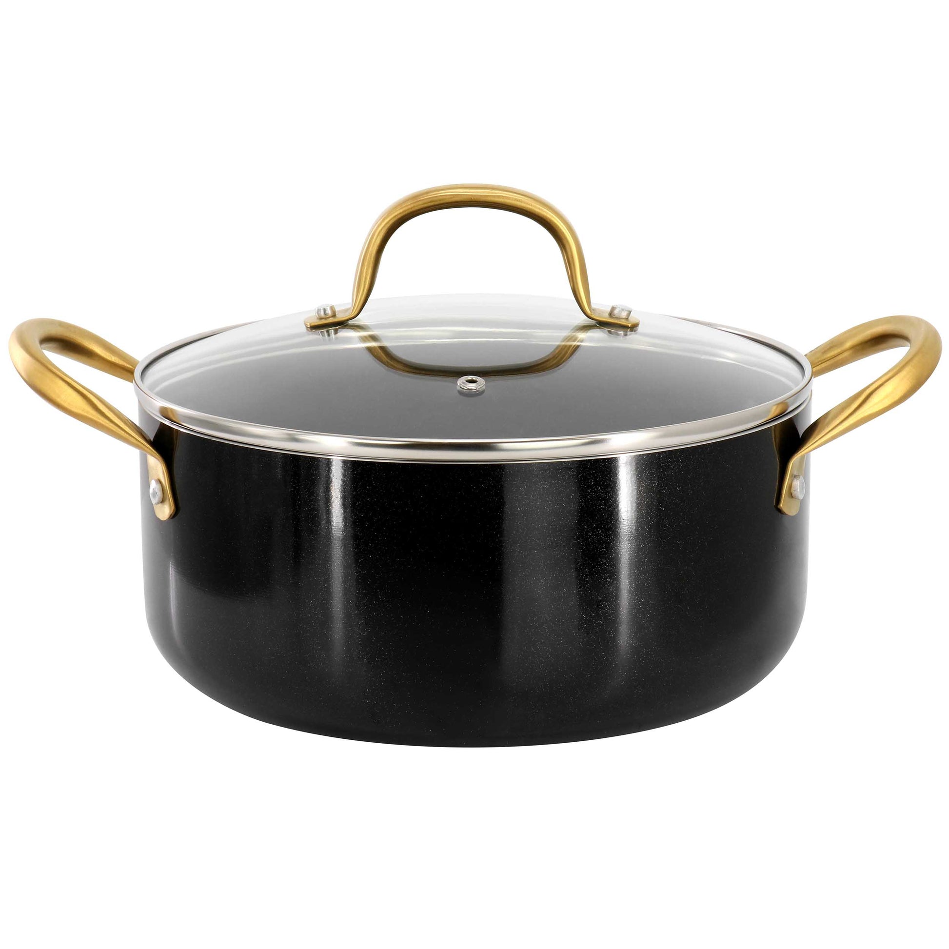 Gibson Home Ellsworth 5 Qt Nonstick Aluminum Dutch Oven w Lid in Black & Gold