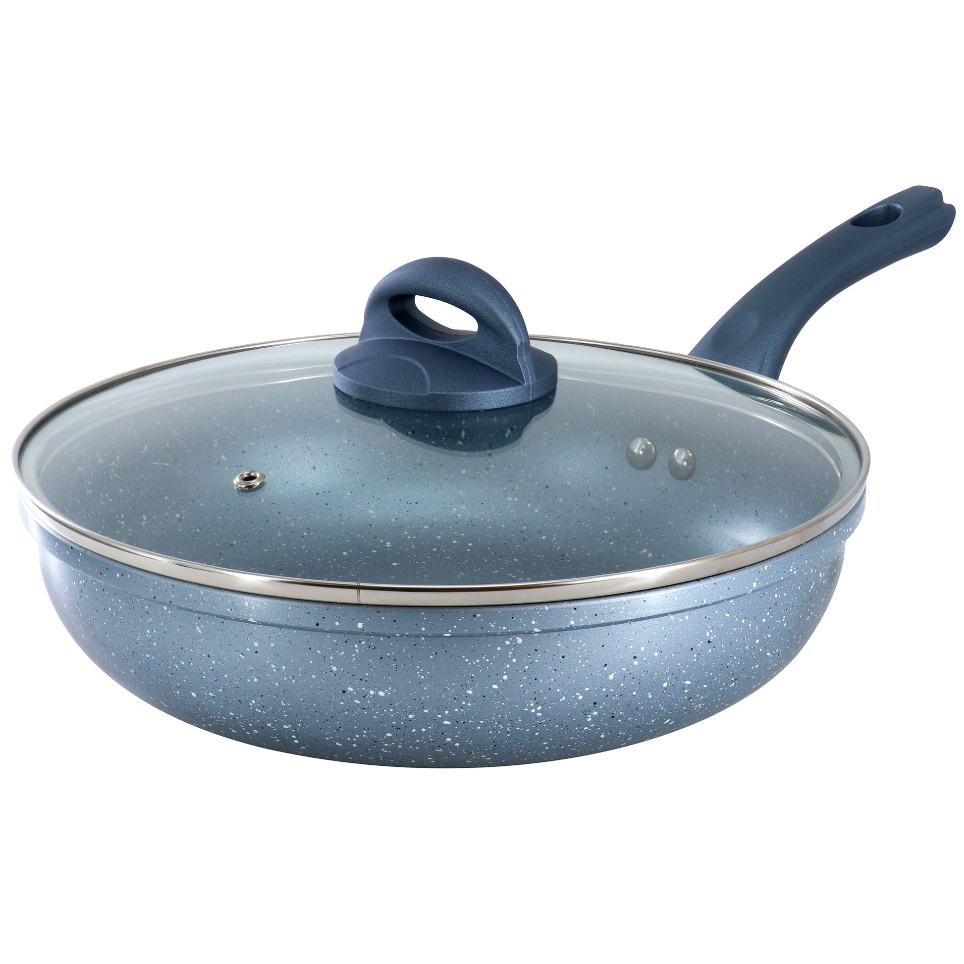 Oster Havendale 3 Qt Nonstick Aluminum Saute Pan w Lid in Metallic Blue