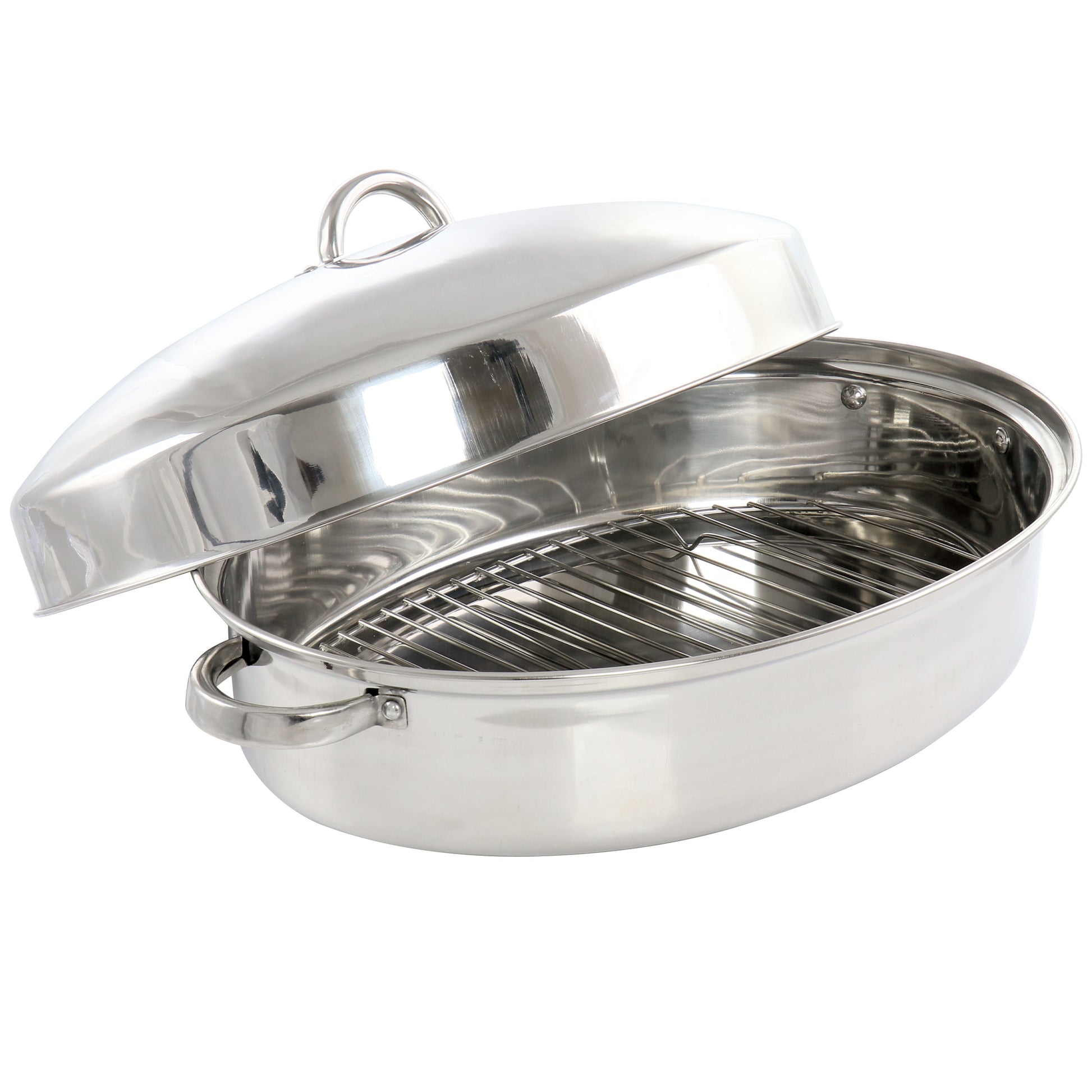 Gibson Home Hutchinson 18" Oval Stainless Steel Roaster w Rack