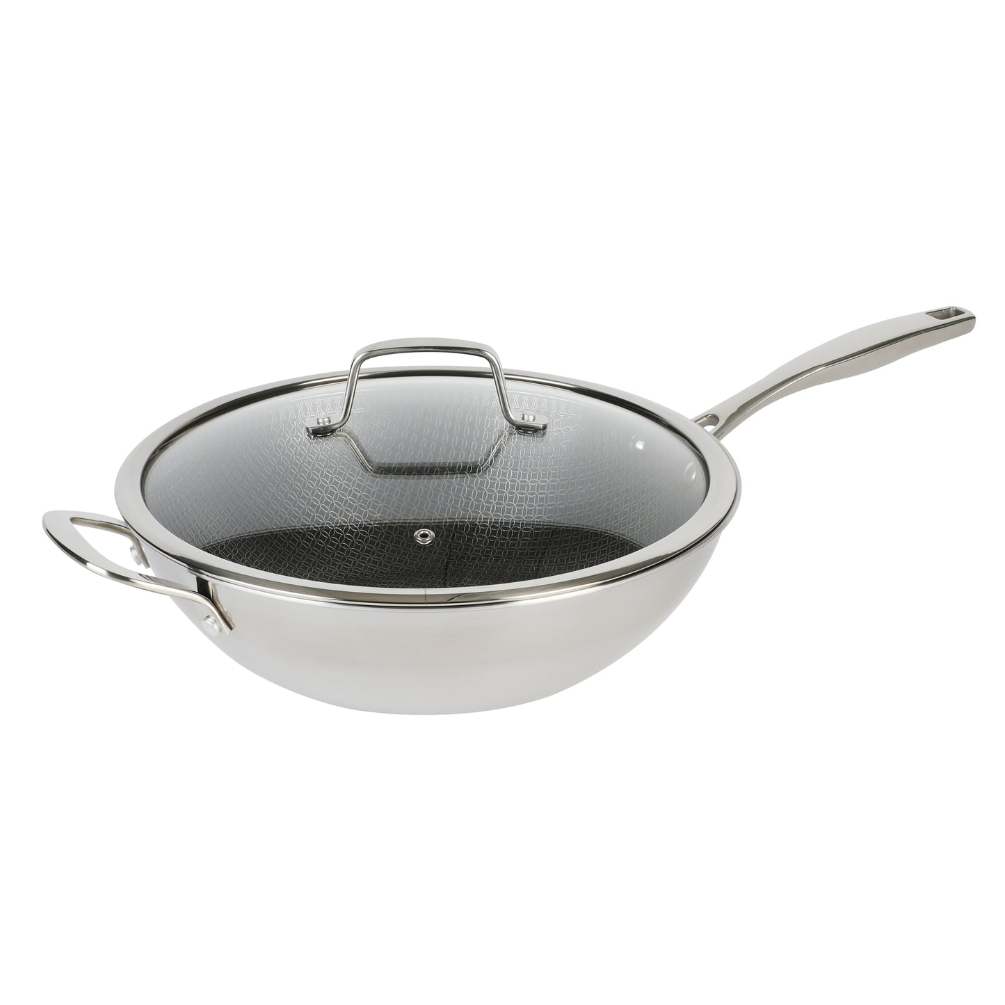 Kenmore Elite Luke 12" Non-Stick Tri-Ply Stainless Steel Wok w Glass Lid