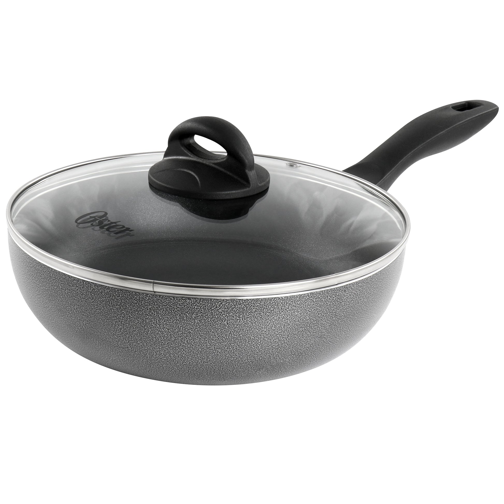 Oster Clairborne 9.5" Non Stick Aluminum Wok w Lid in Granite Grey