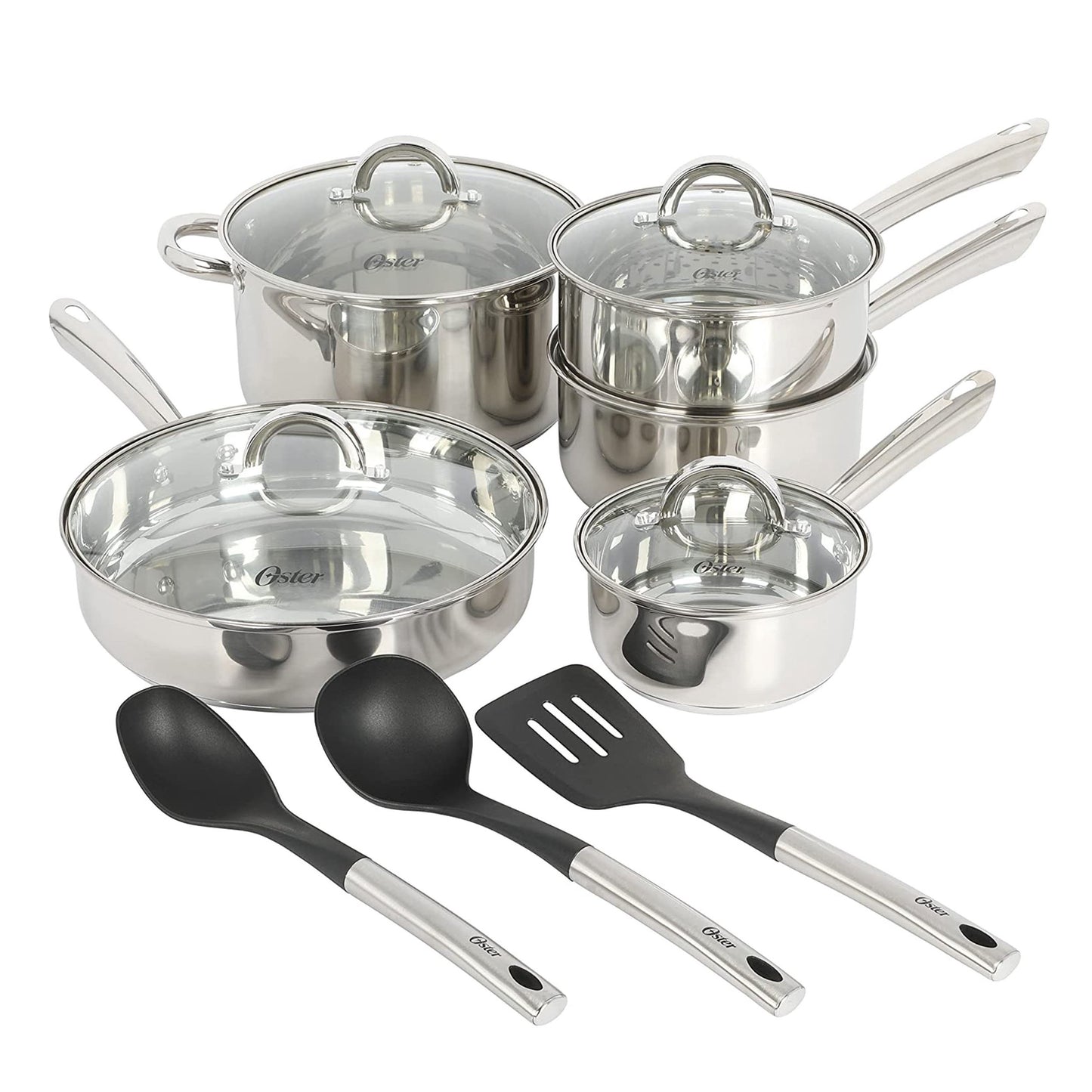 Oster Sangerfield 12 Piece Stainless Steel Aluminum Base Cookware Set