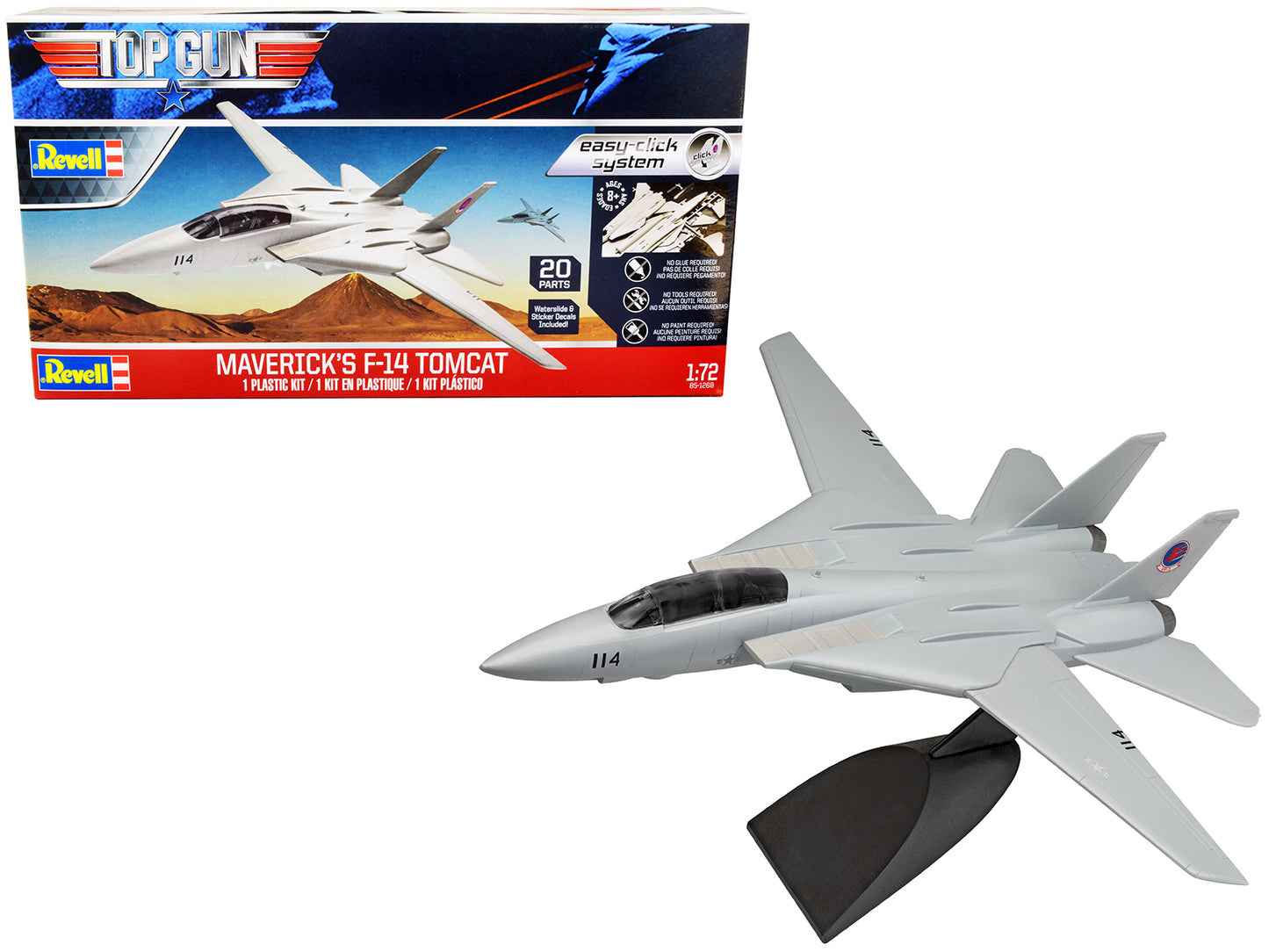 Level 2 Easy-Click Model Kit Maverick's F-14 Tomcat Jet Top Gun 1986 Movie 1/72