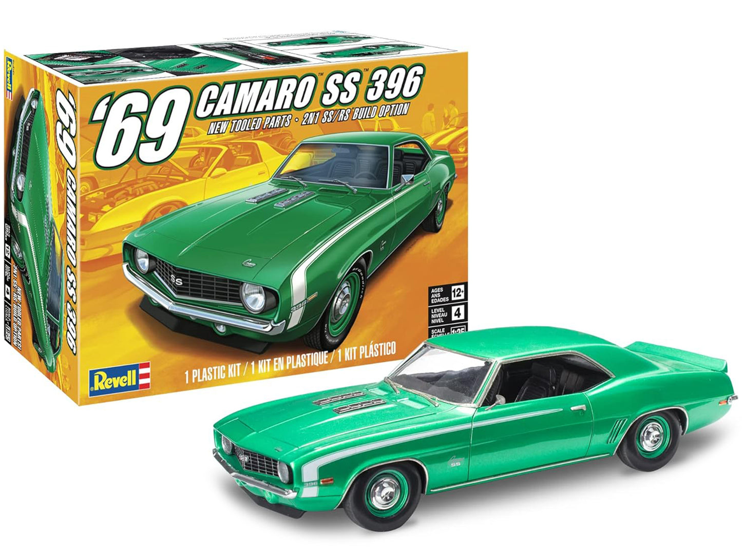 Level 4 Model Kit 1969 Chevrolet Camaro 396 2-in-1 Kit 1/25 Scale Model Revell