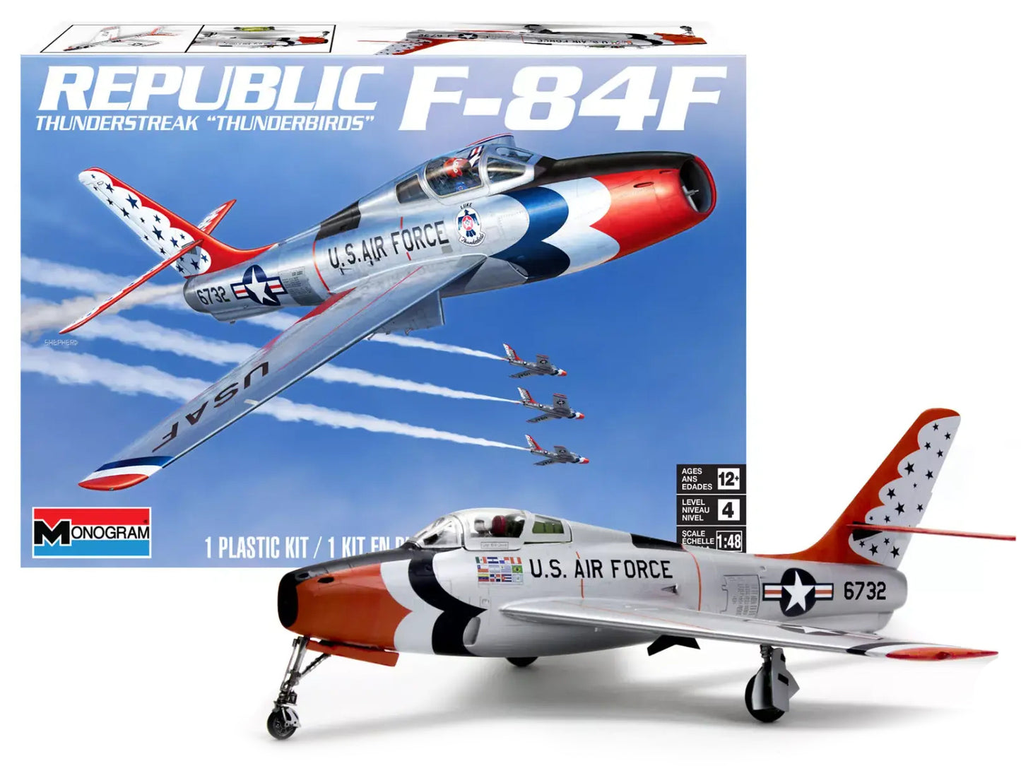 Level 4 Model Kit Republic F-84F Thunderstreak Aircraft US Air Force Thunderbir