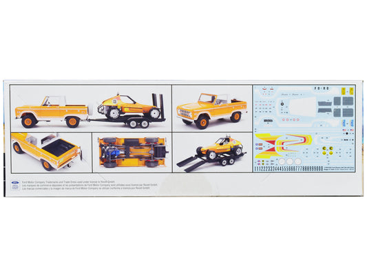 Level 5 Model Kit Ford Bronco Half Cab w Dune Buggy Flatbed Trailer 1/25 Scale