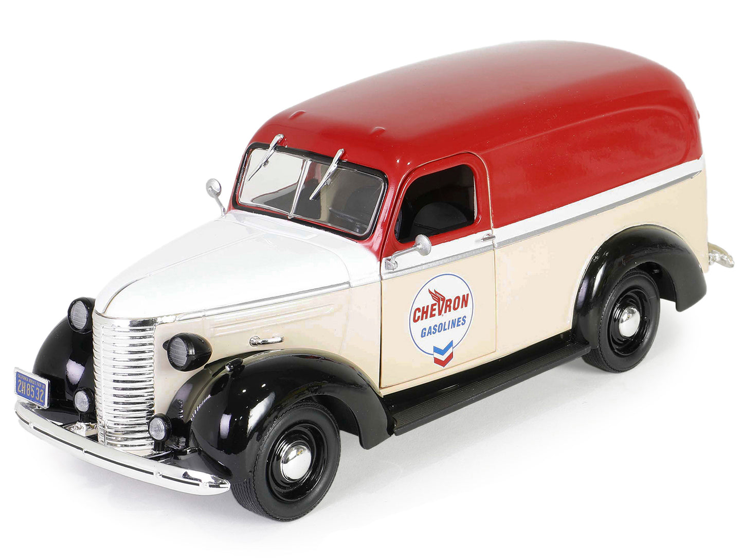 1939 Chevrolet Panel Truck Chevron Gasolines Red & Beige w White Hood & Stripes