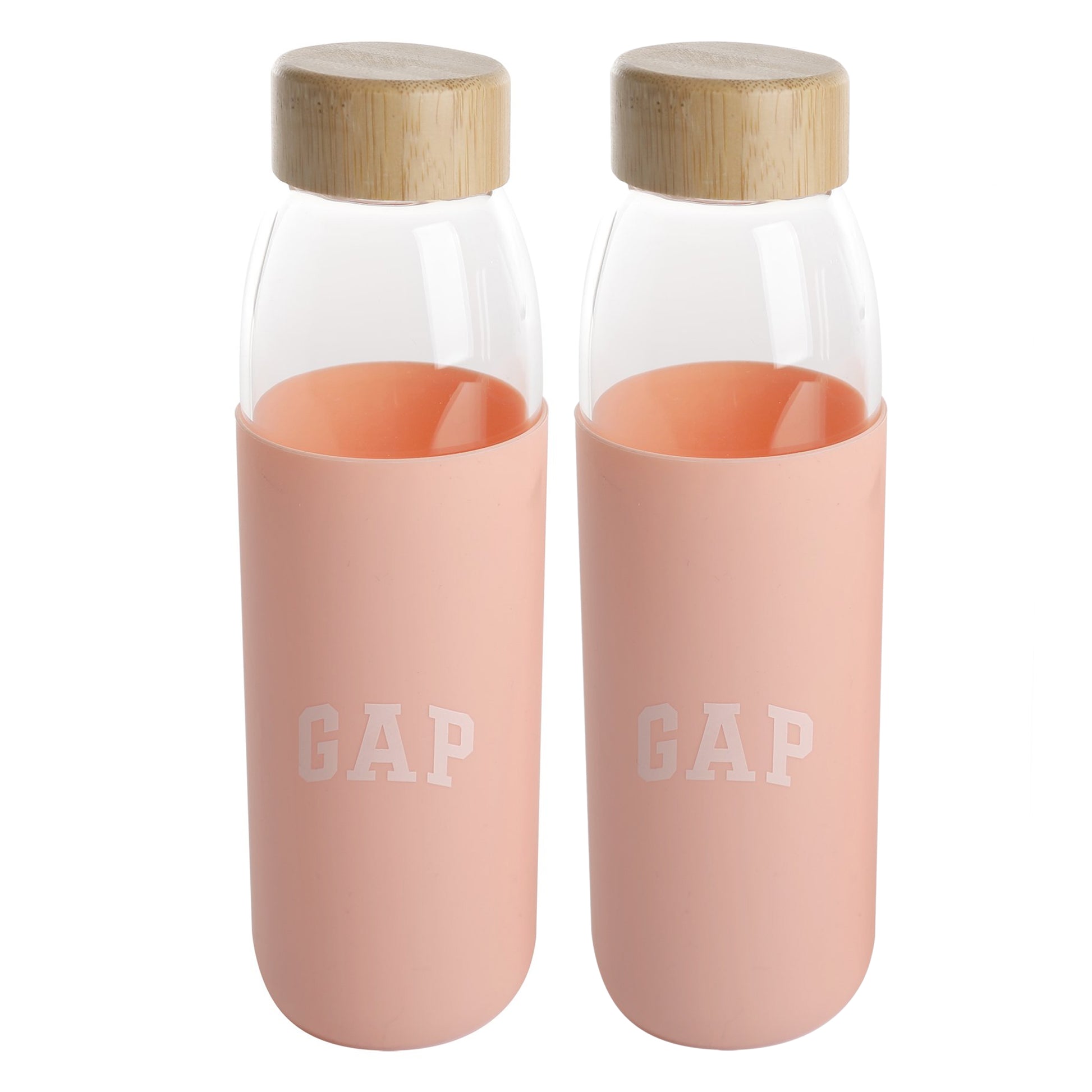 Gap Home 2 Piece 17 oz Glass Hydration Bottle Set w Silicone Sleeve in Melon