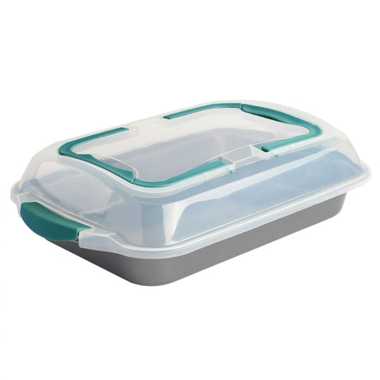 Spice By Tia Mowry 13 x 9" Rectangle Carbon Steel Roaster w Carrier in Teal