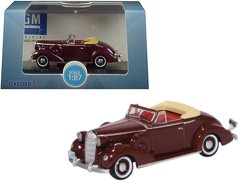 1936 Buick Special Convertible Coupe Cardinal Maroon 1/87 HO Scale Diecast Model