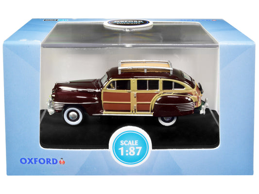 1942 Chrysler Town Country Woody Wagon Regal Maroon w Roof Rack 1/87 HO Scale D