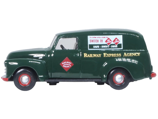 1950 Chevrolet Panel Van Railway Express Agency Dark Green 1/87 HO Scale Diecast