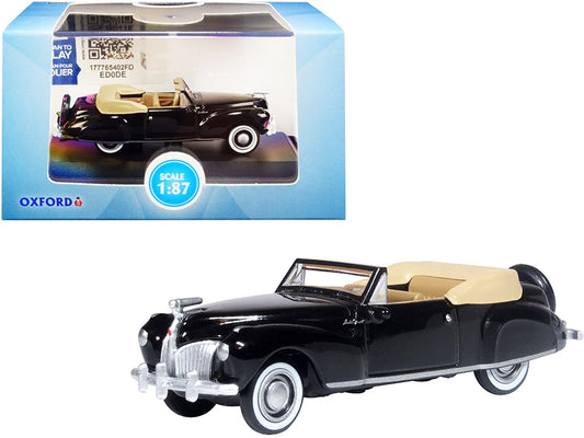 1941 Lincoln Continental Convertible Black w Tan Interior 1/87 HO Scale Diecast