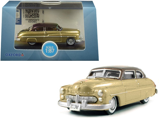 1949 Mercury Coupe Gold w Dark Brown Top 1/87 HO Scale Diecast Car Oxford Dieca