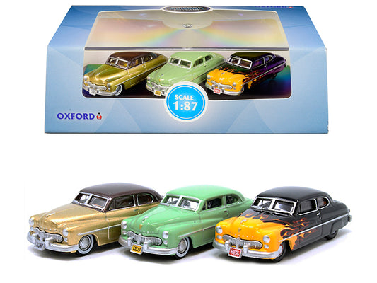 1949 Mercury Set of 3 Cars 70th Anniversary 1/87 HO Scale Diecast Cars Oxford D