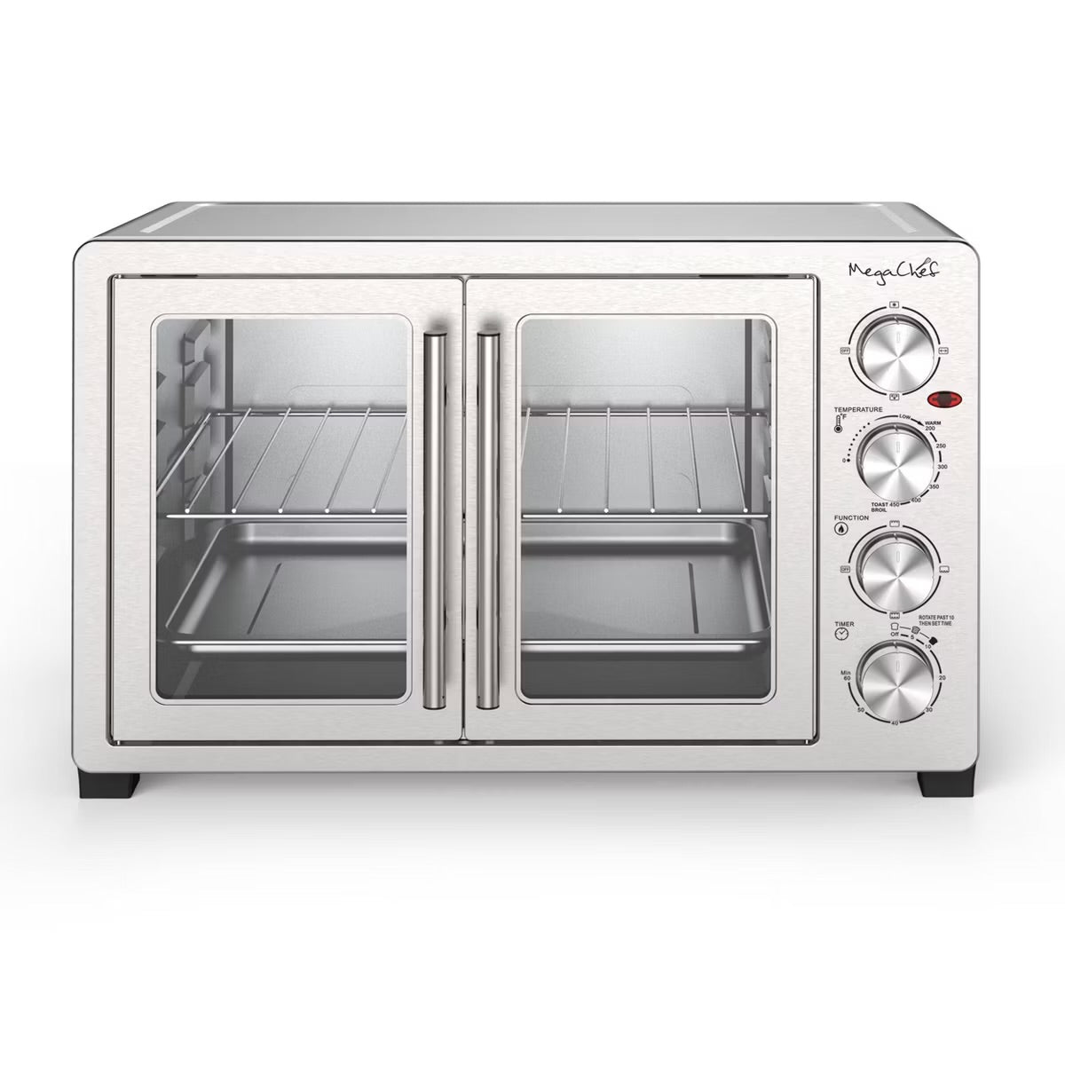 MegaChef 45 Liter Electric French Door Rotisserie Convection Counter Top Oven