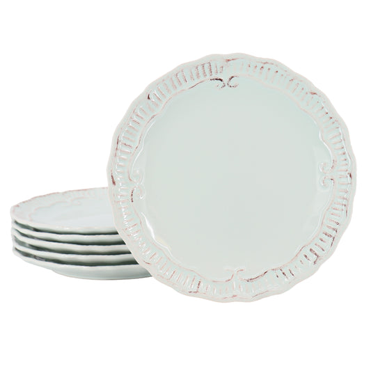 Modern Southern Home Capri 6 Piece 9" Stoneware Embossed Dessert Plate Set Egg B
