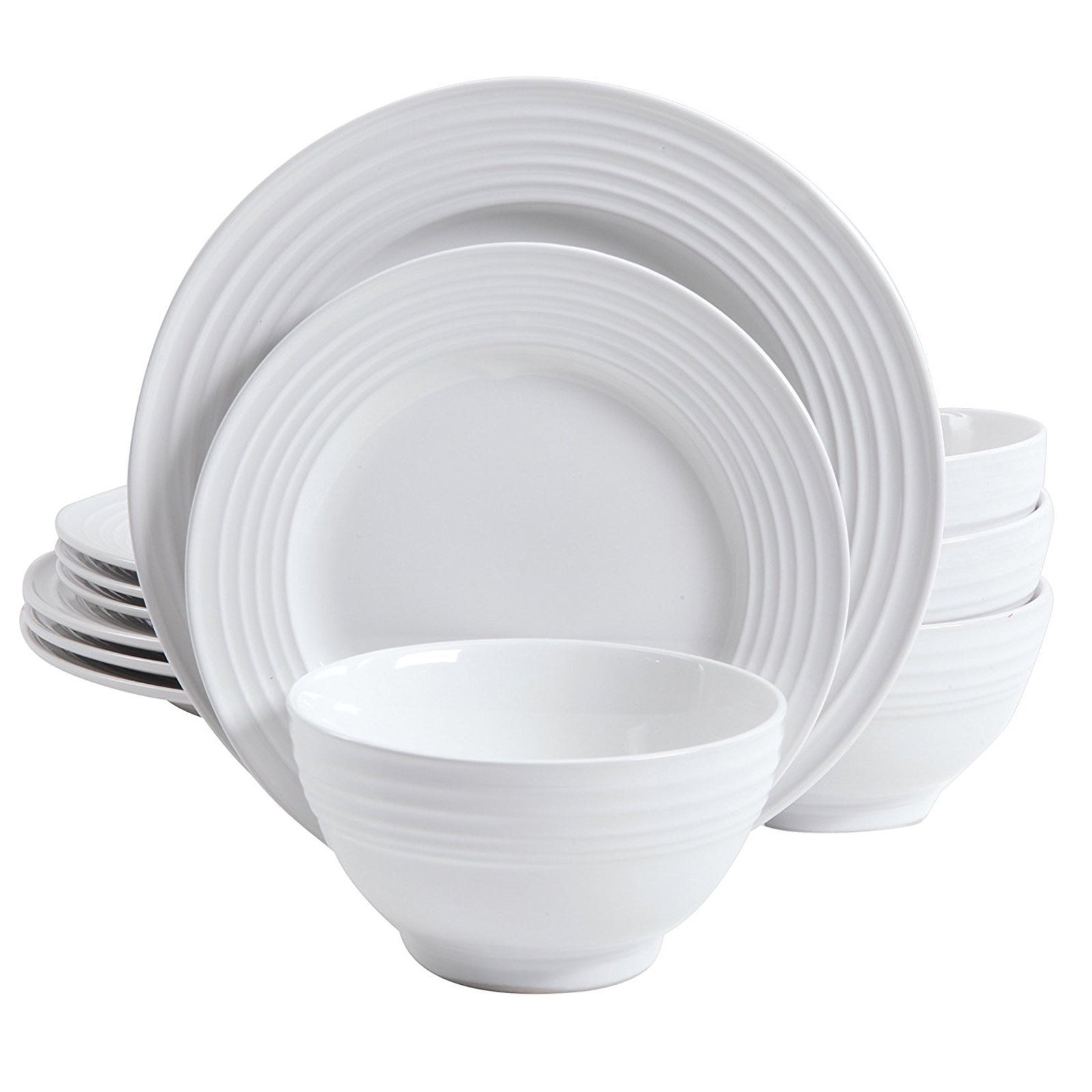 Gibson Home Plaza Cafe 12 Piece Dinnerware Set White