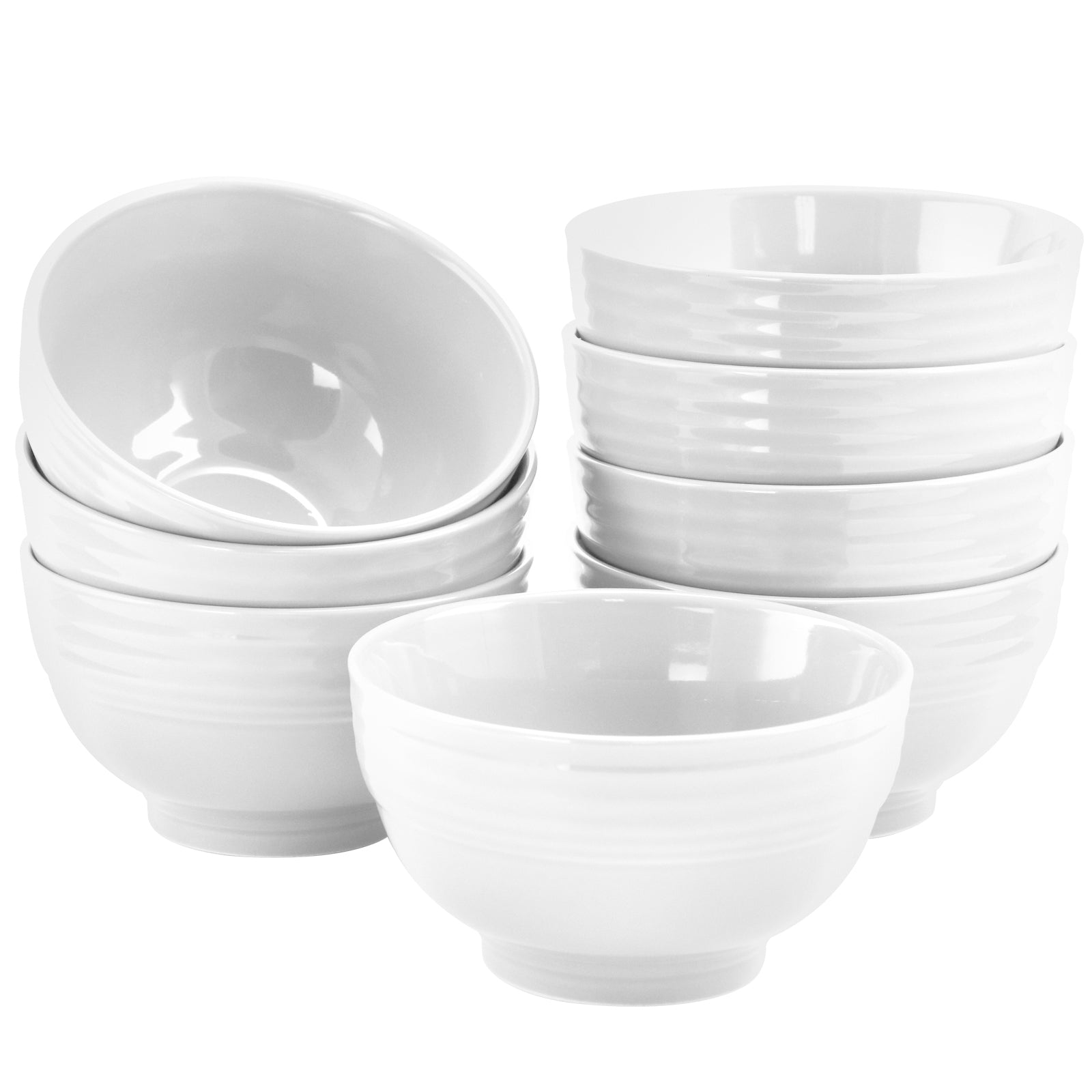 Gibson Home Plaza Cafe 8 Piece 6" Stoneware Bowl Set in White
