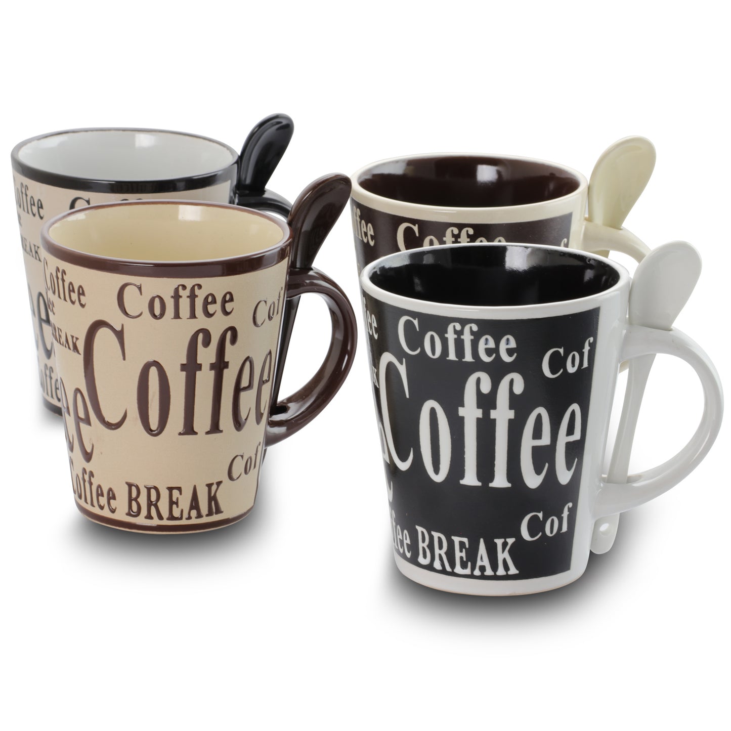 Gibson Bareggio 8 pc 13 oz Coffee Mug w Spoon Set