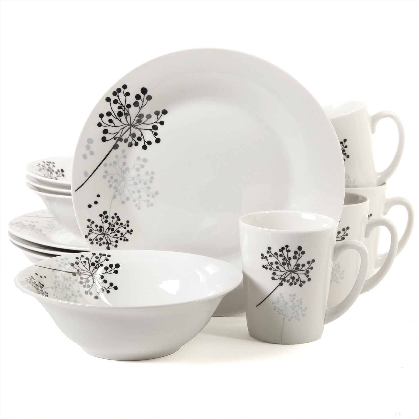 Gibson Netherwood White Floral 12 pc Dinnerware Set