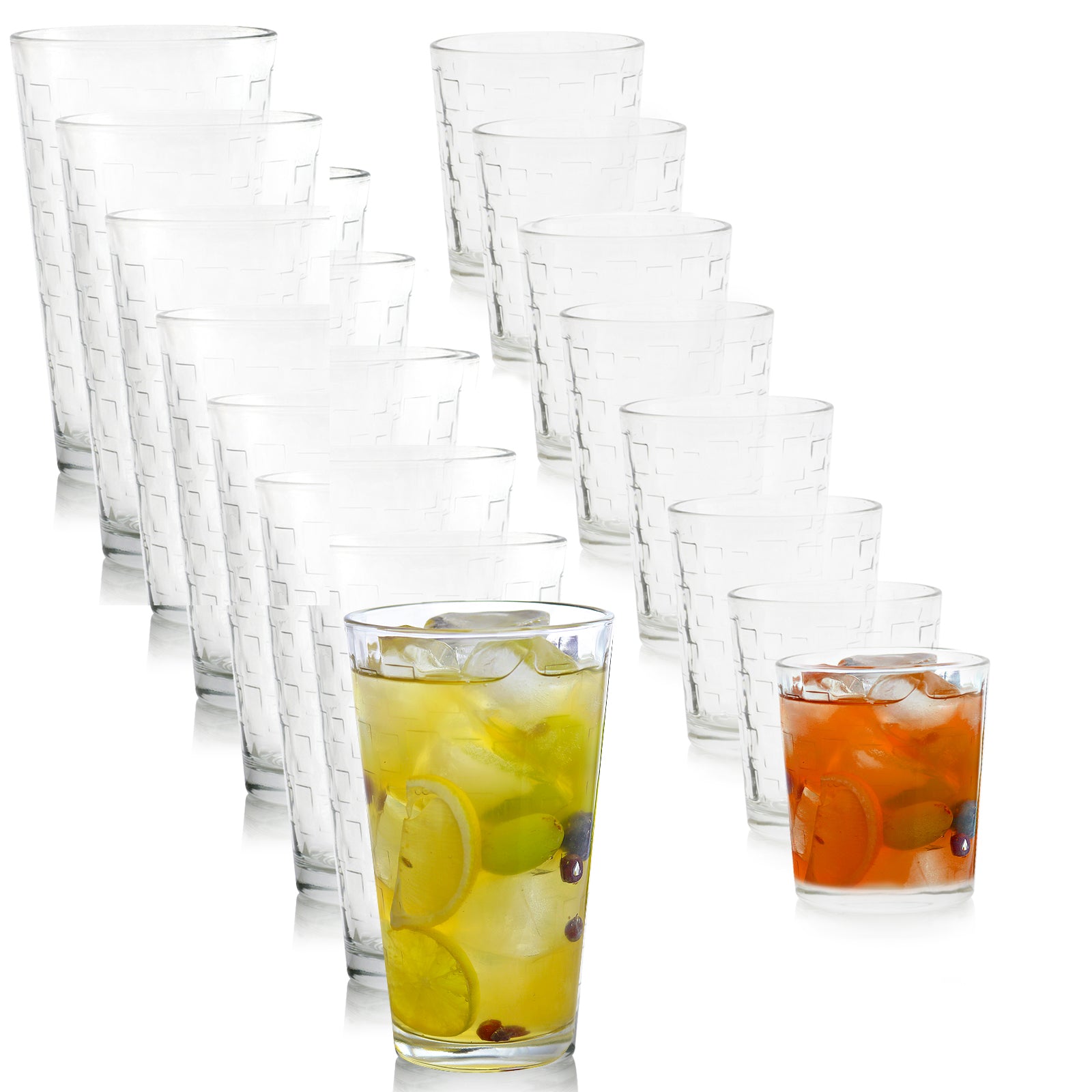 Gibson Home Great Foundations 16 Piece Tumbler & Double Old Fashioned Glass Set