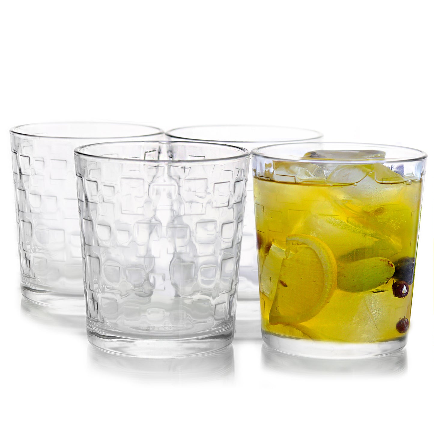 Gibson Home Great Foundations 4-Piece 13 oz Double Old Fashion Glass Set Squar