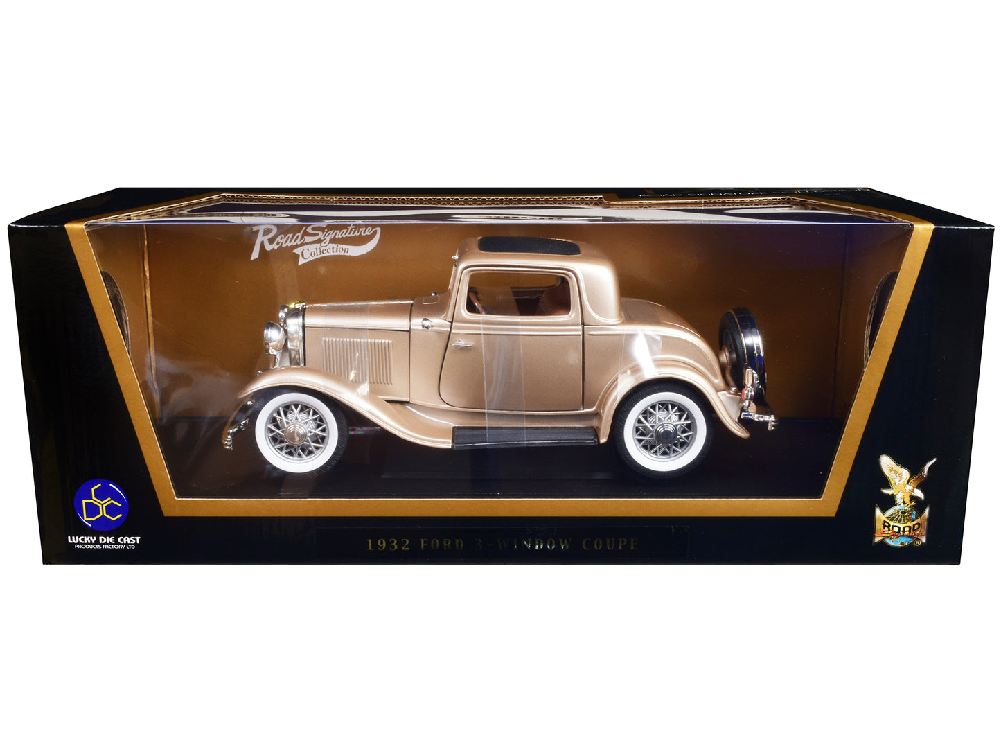 1932 Ford 3 Window Coupe Gold 1/18 Diecast Car Road Signature