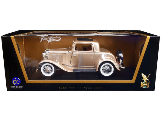 1932 Ford 3 Window Coupe Gold 1/18 Diecast Car Road Signature