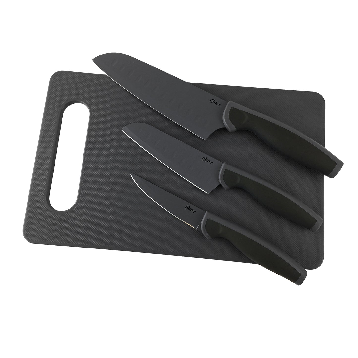 Oster Slice Craft 4 Piece Cutlery Knife Set w Cutting Board in Black