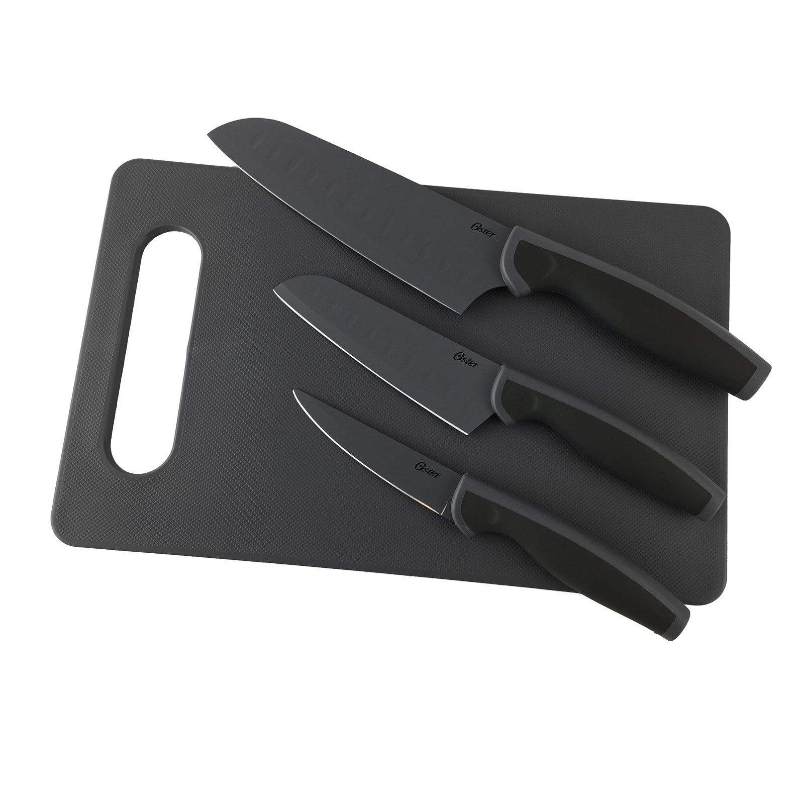 Oster Slice Craft 4 Piece Cutlery Knife Set w Cutting Board in Black