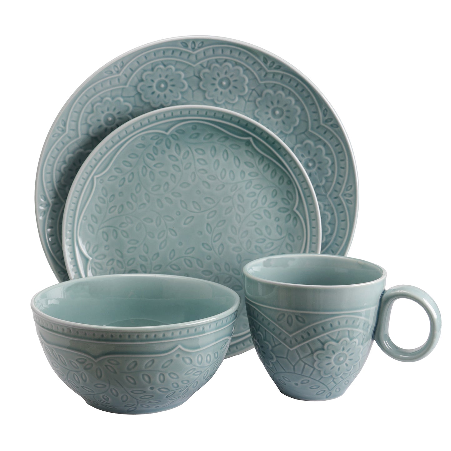 Gibson Elite Alemany 16 pc Dinnerware Set Aqua