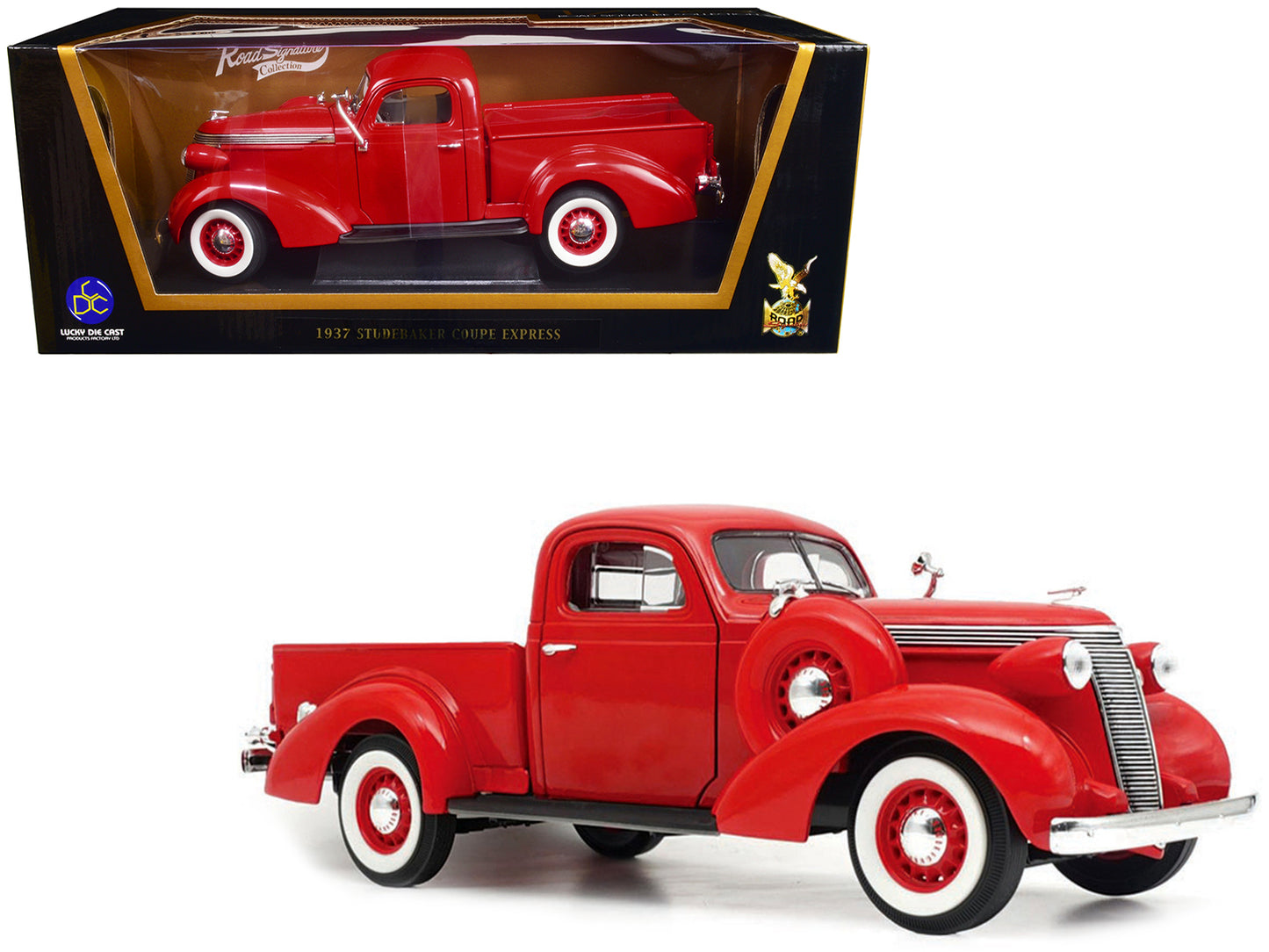 1937 Studebaker Coupe Express Pickup Truck Red 1/18 Diecast Car Road Signature