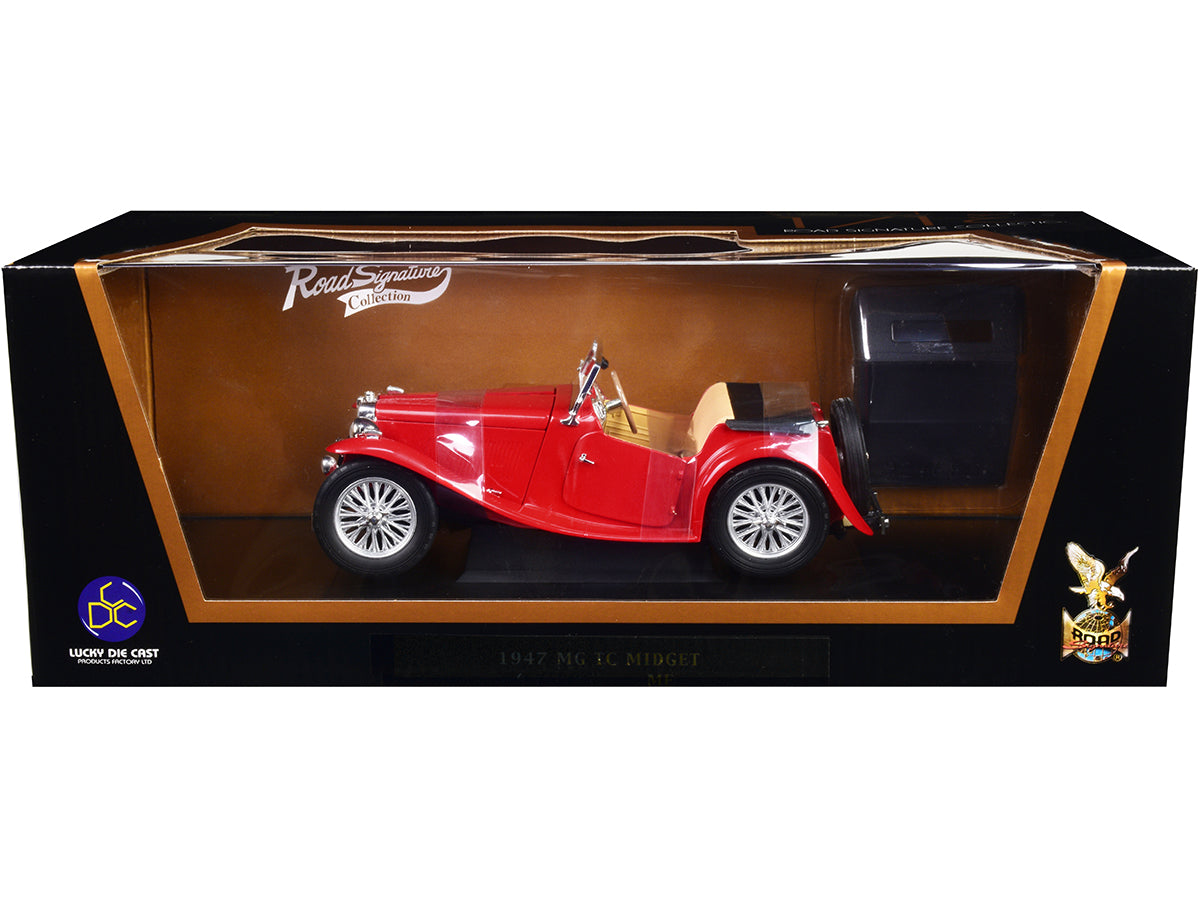 1947 MG TC Midget Red 1/18 Diecast Car Road Signature