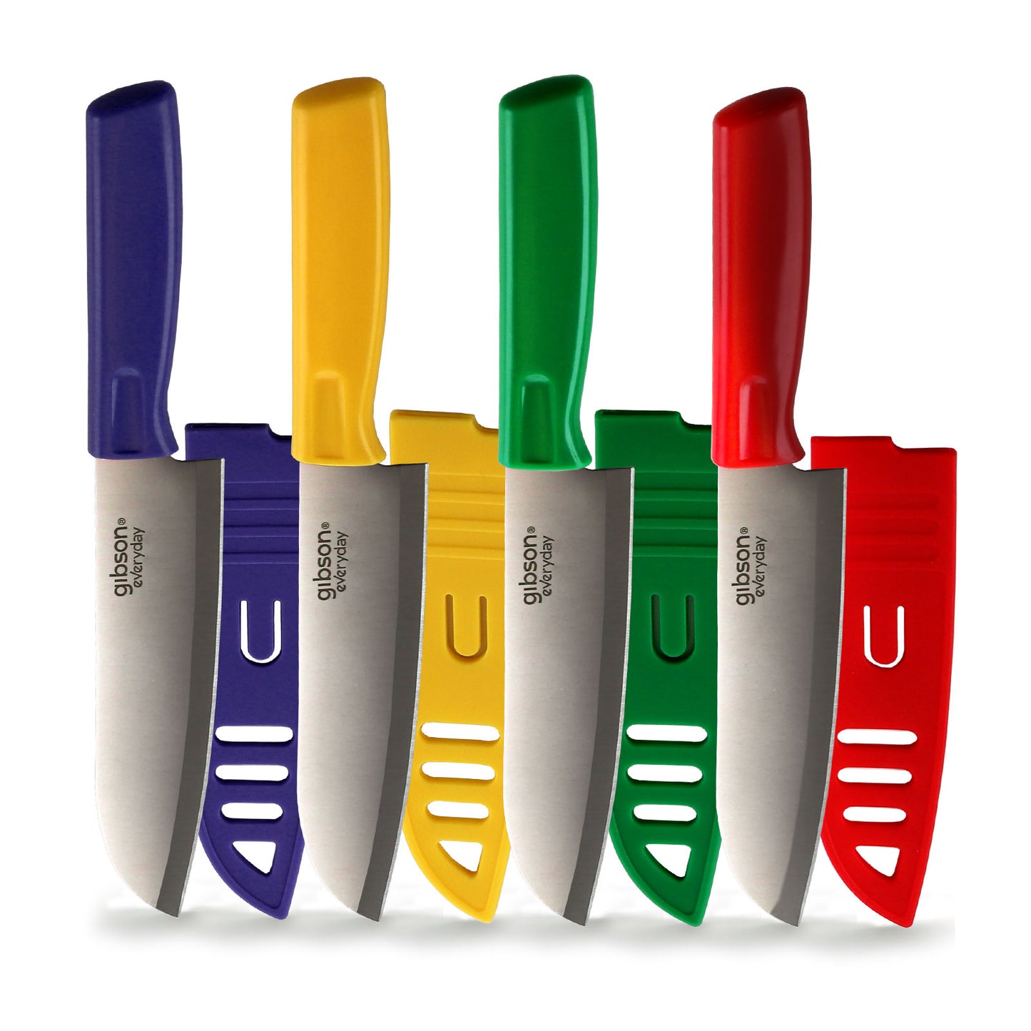 Gibson Everyday Grantville 4 Piece 6" Santoku Knife w Sheath in Assorted Colors