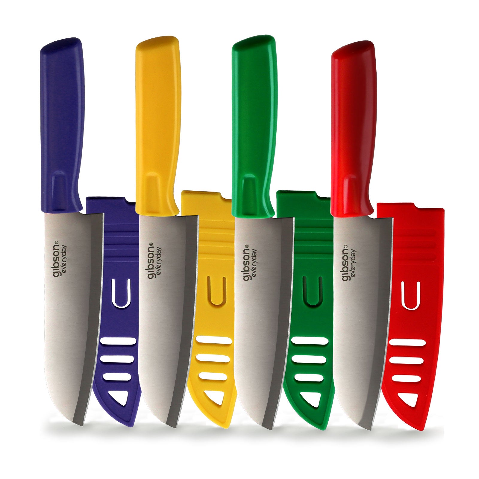 Gibson Everyday Grantville 4 Piece 6" Santoku Knife w Sheath in Assorted Colors