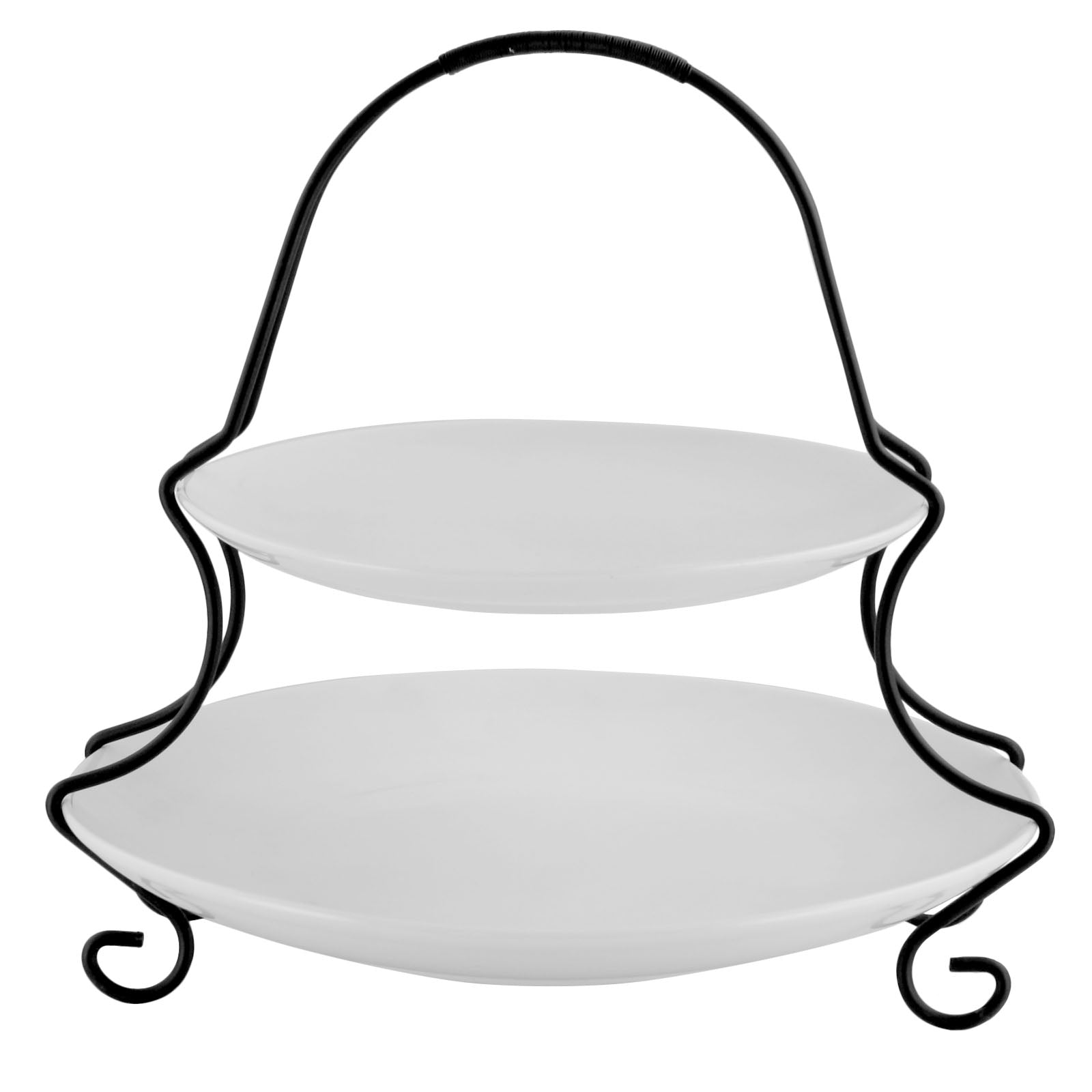 Gibson Elite Splendid Grace 2 Tiered Serving Set w Metal Rack in  White