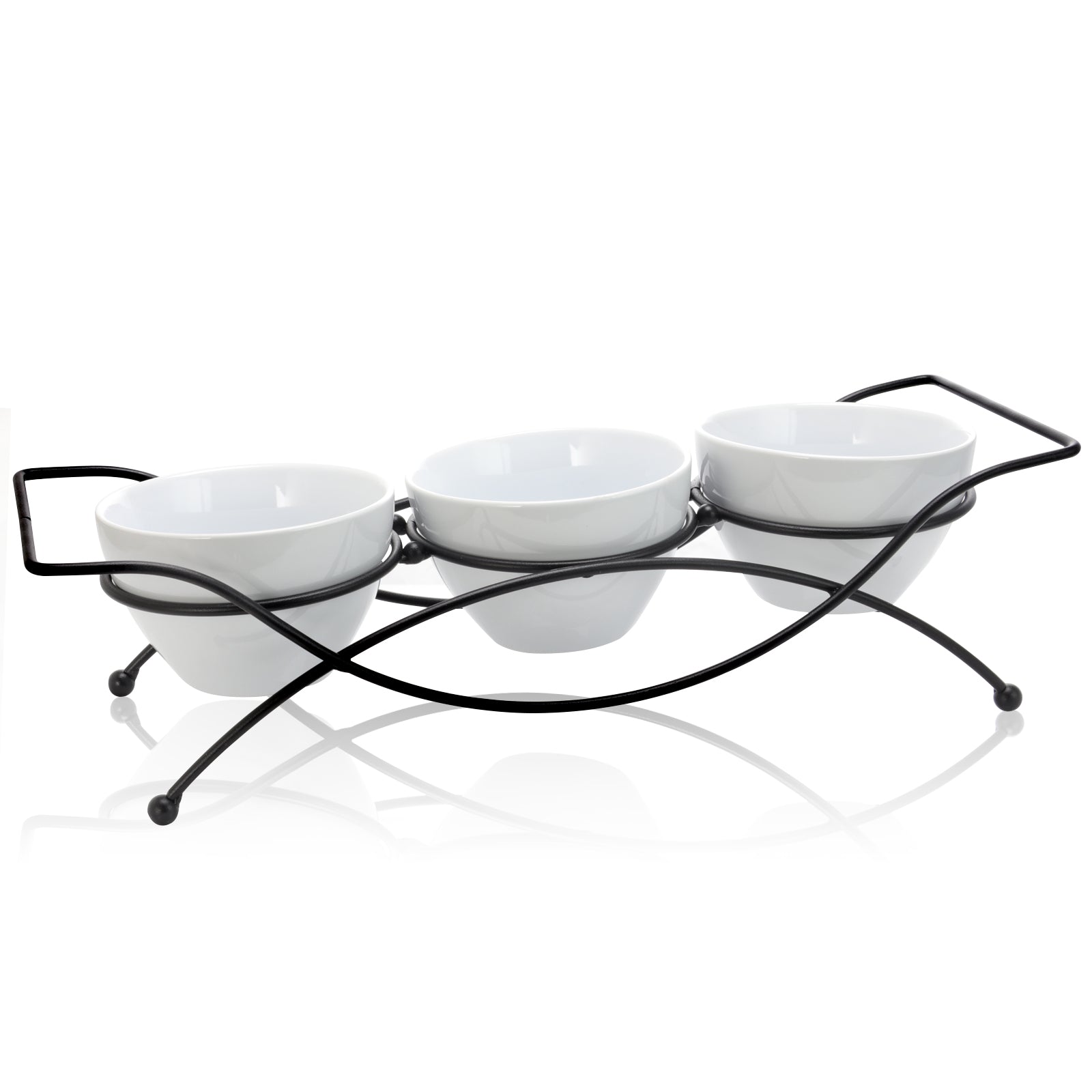 Gibson Splendid Grace 4 pc Serving Set w Metal Rack in White