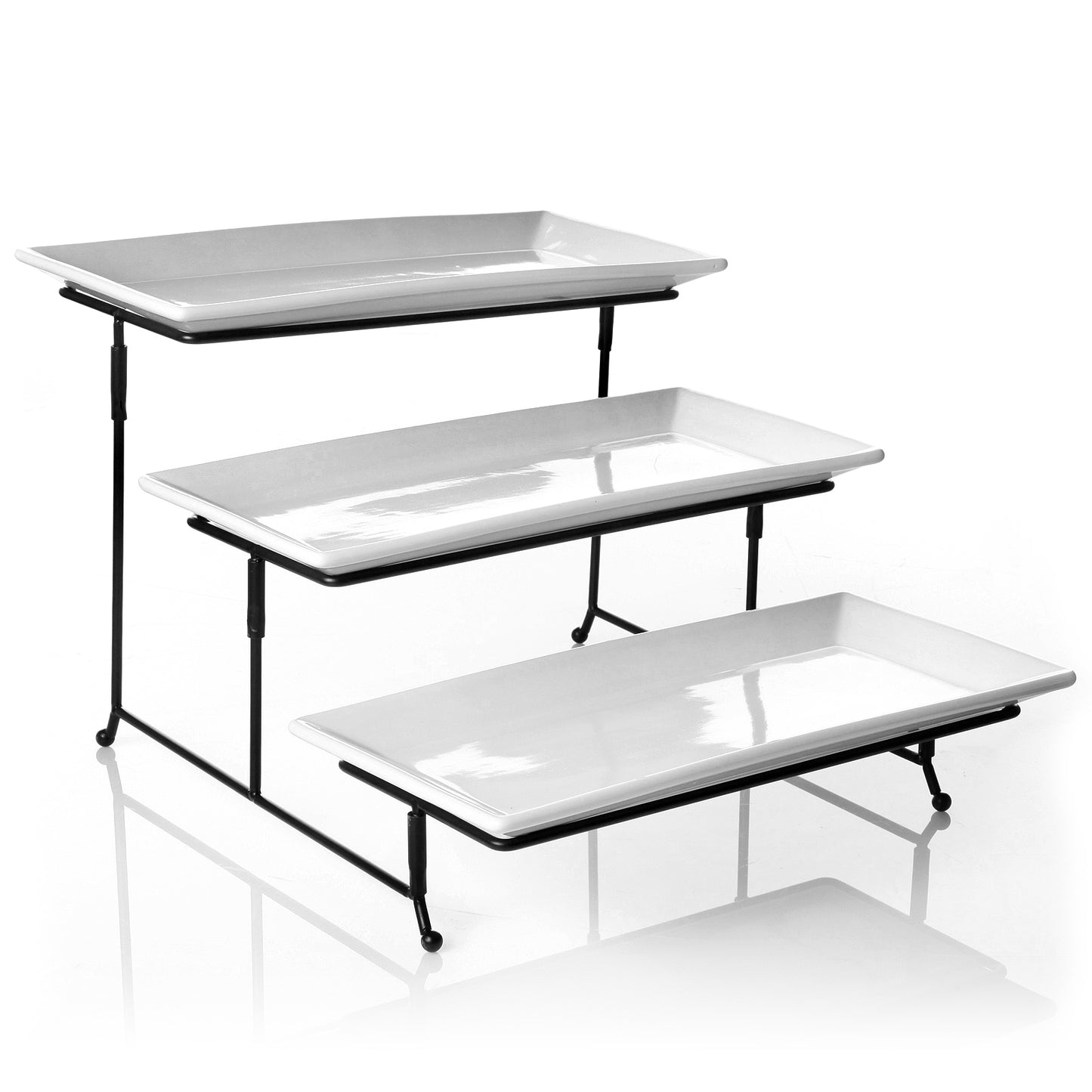 Gibson Elite Gracious Dining 3-Tiered Plate Set w Metal Stand