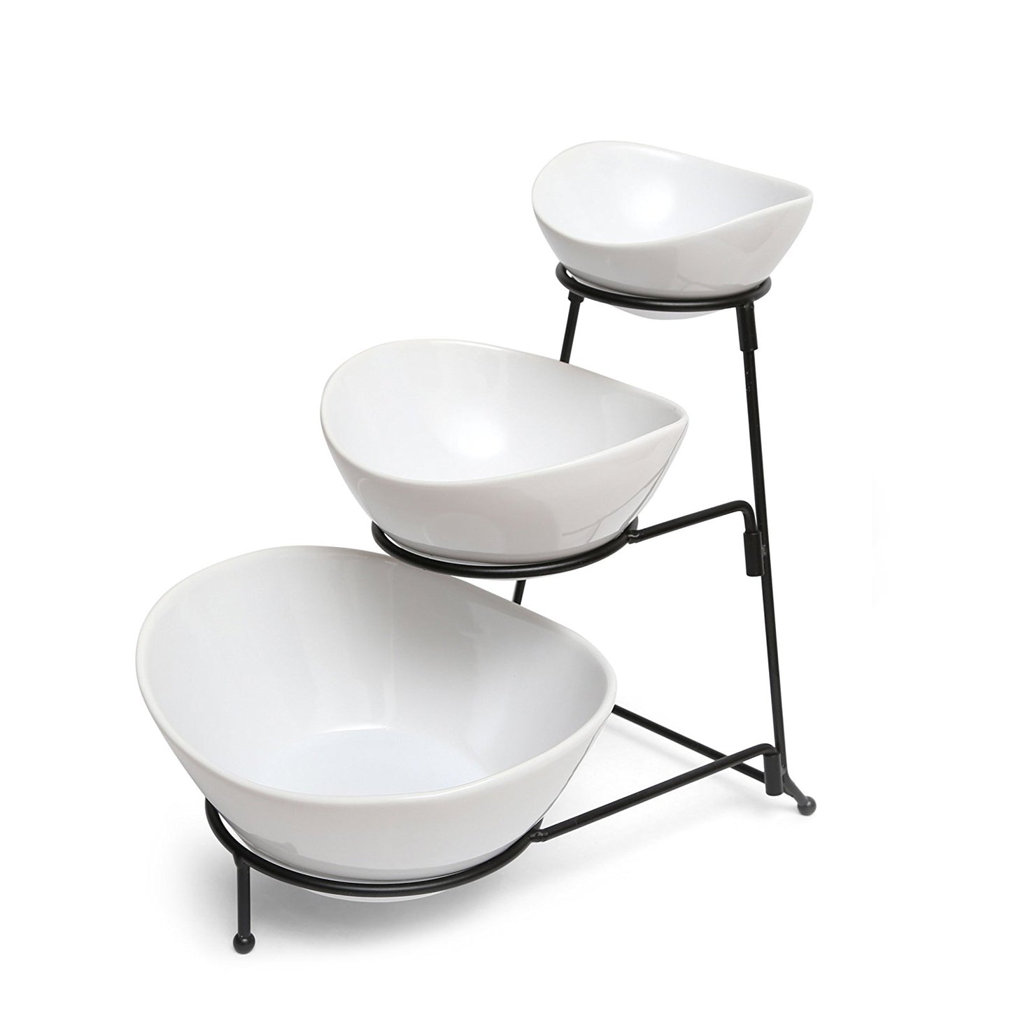 Gibson Elite Gracious Dining 3 Tier Bowl Server Set w Metal Stand