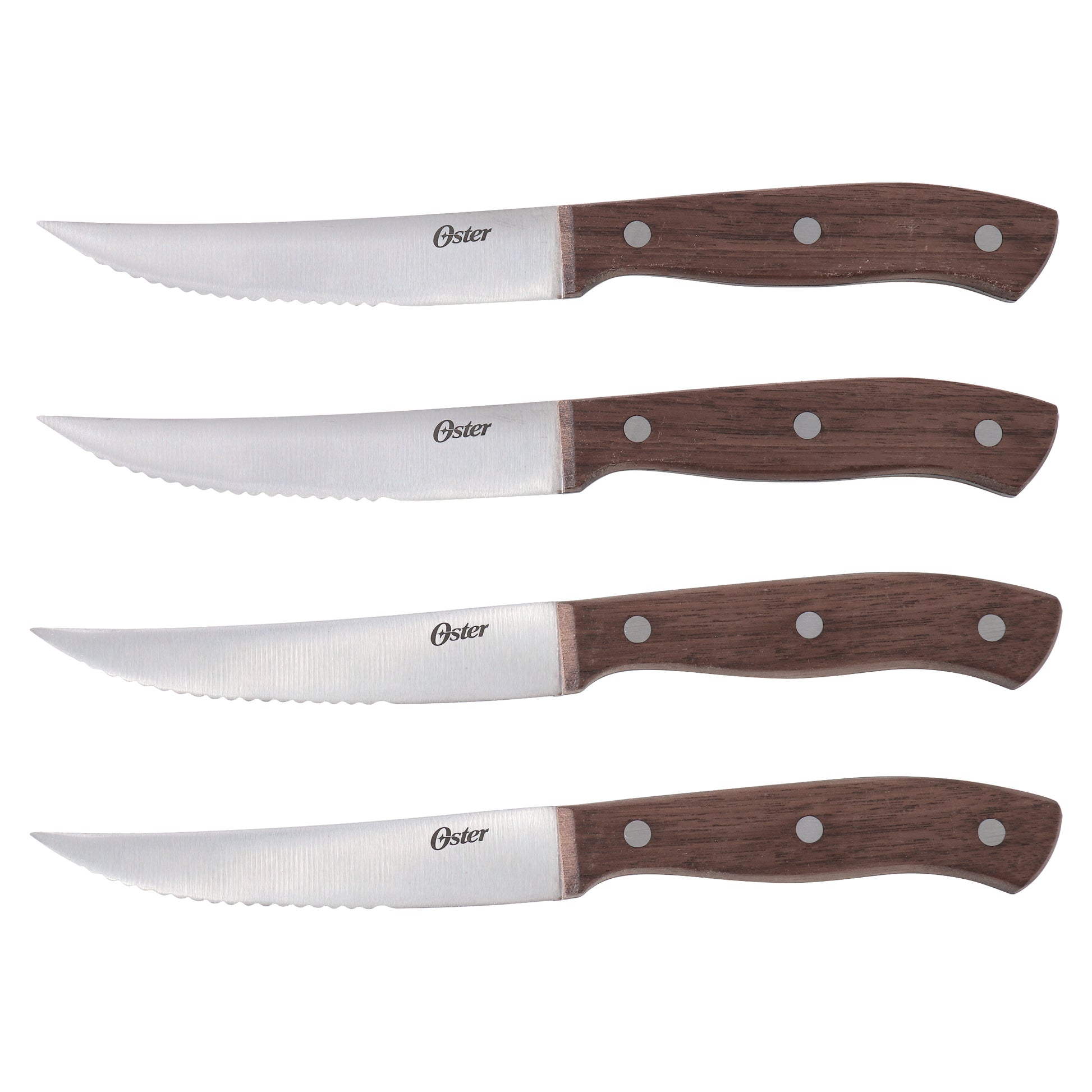 Oster Whitmore 4 Piece Stainless Steel Steak Knife Set w Mango Wood Handles